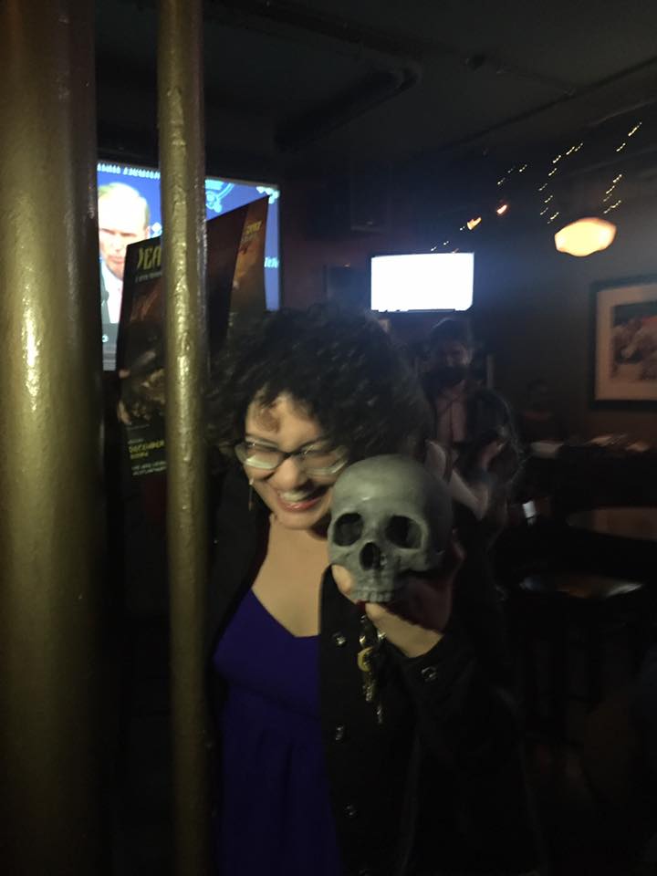 CAVITIES director Thrisa Hodits and the Cursed Skull of the Ancients (photo courtesy of Thrisa Hodits)